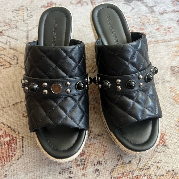 Karl Lagerfeld open toe wedge sandals - Picture 2 of 8